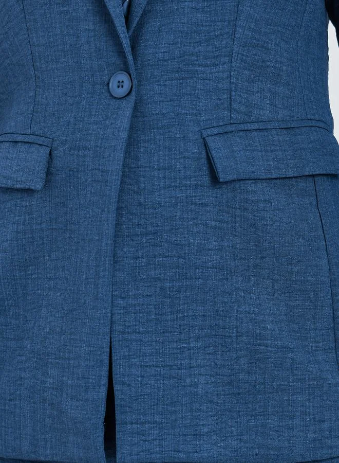 ستايلي بليزر بنمط الكتان قصة عادية